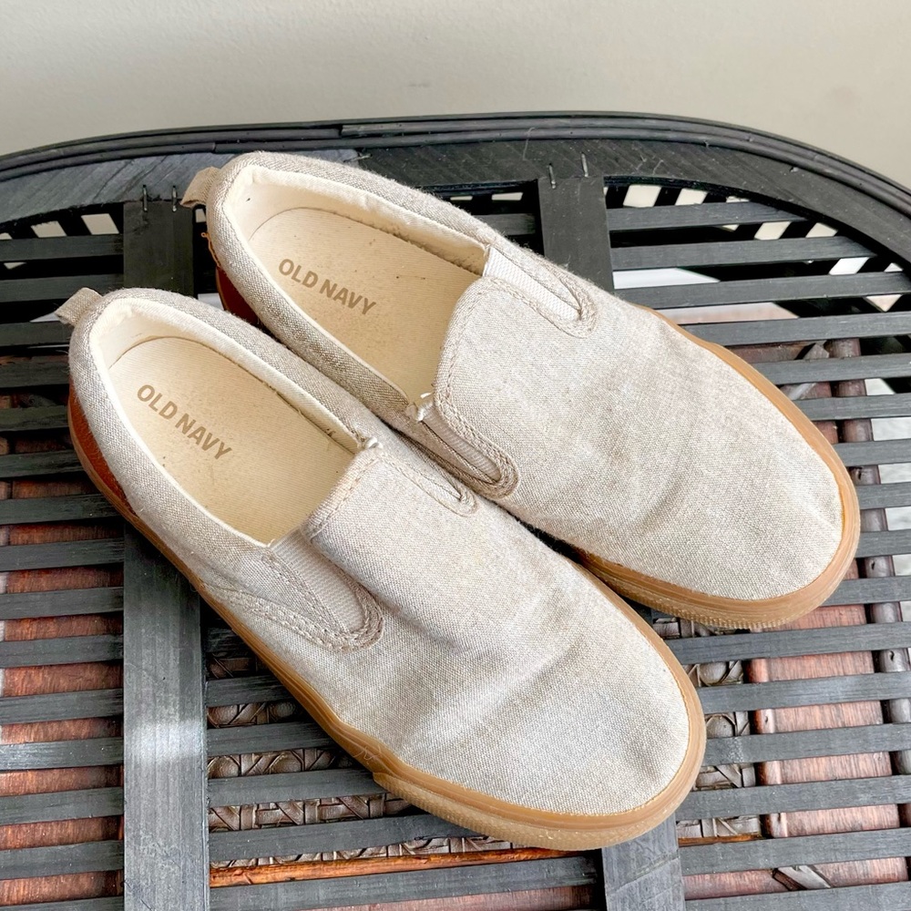 Old Navy Oatmeal Tan Denim Style Slip Ons - Picture 2 of 7